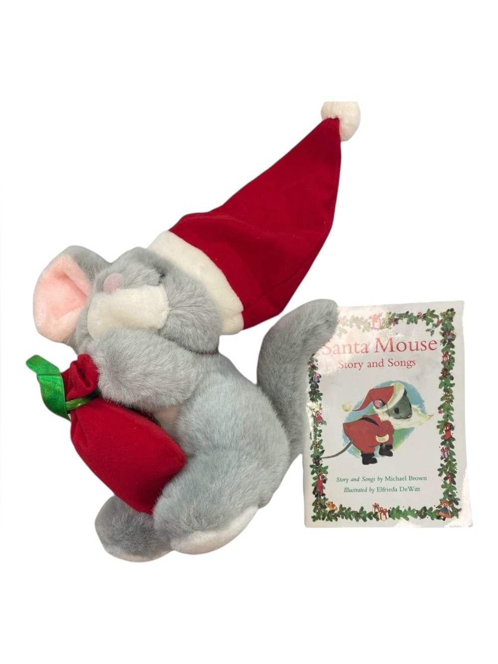 Santa Mouse Vintage Christmas Story Kit Stuffed Santa Mouse Book -Tape 1966 1996